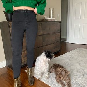 Miss selfridge black leggings denim travel soft